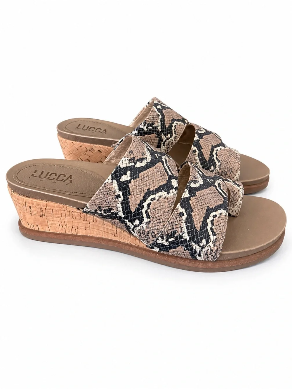 Lucca Lane Safari Snakeskin Wedge Sandals Size 11